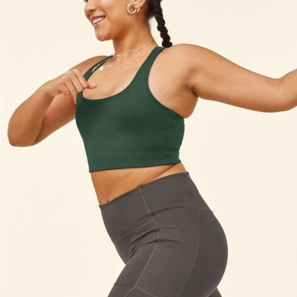 Girlfriend Collective Paloma Racerback Sports Bra Green Size Small